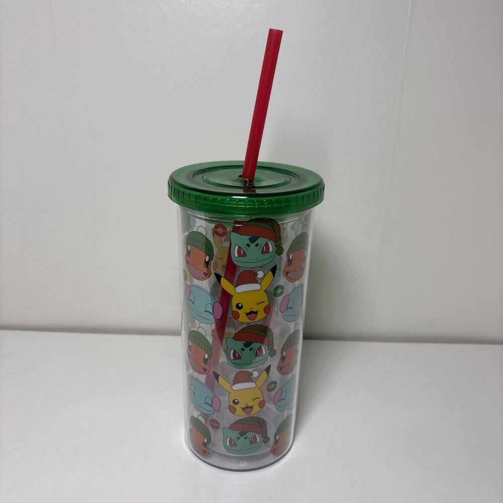 Pokemon Christmas Holiday Insulated Tumbler Lid & Straw 20 oz.